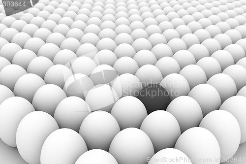 Image of Eggs hord and one strange egg