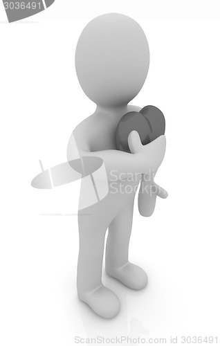 Image of 3d man holding his hand to his heart. Concept: "From the heart" 