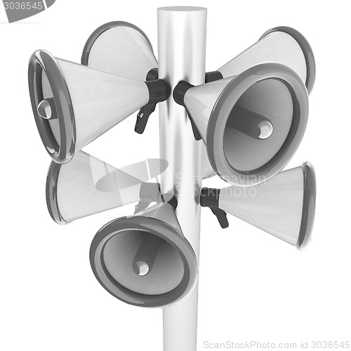 Image of Loudspeakers as announcement icon. Illustration on white 