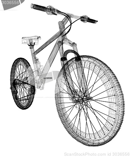 Image of bicycle as a 3d wire frame object isolated