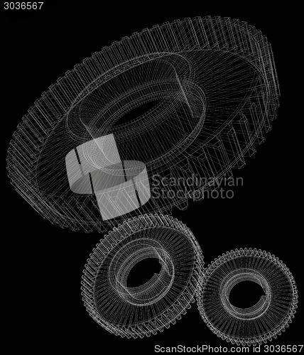 Image of Gear set on black background 