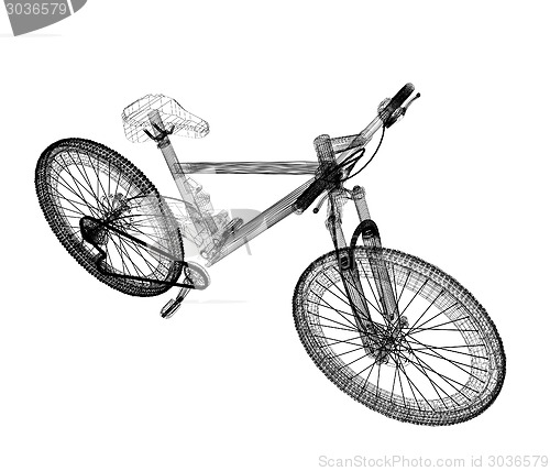 Image of bicycle as a 3d wire frame object isolated