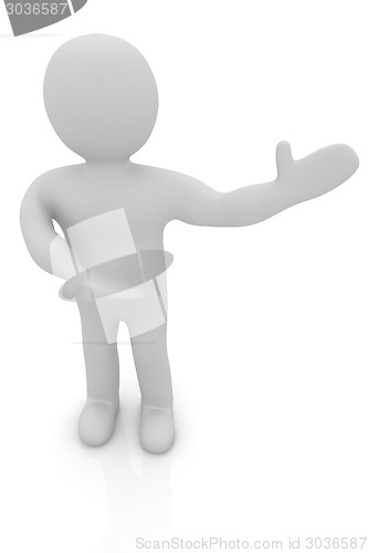 Image of 3d people - man, person presenting - pointing. 