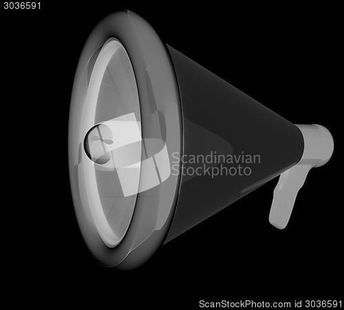 Image of Loudspeaker as announcement icon. Illustration on black