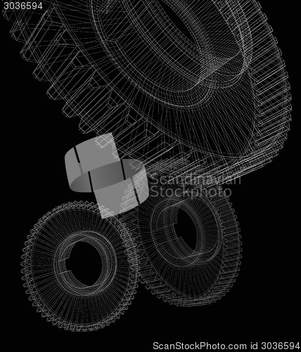 Image of Gear set on black background 