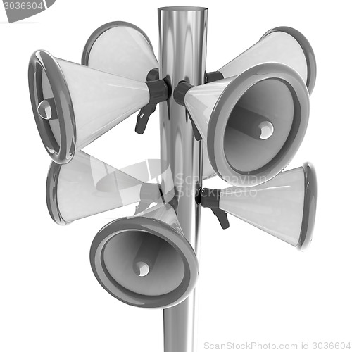 Image of Loudspeakers as announcement icon. Illustration on white 