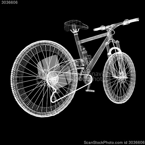 Image of bicycle as a 3d wire frame object isolated