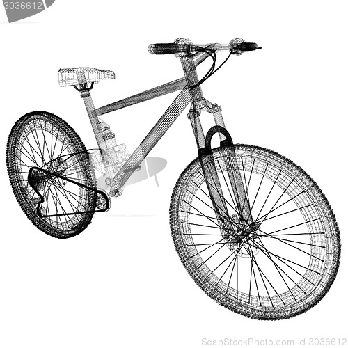 Image of bicycle as a 3d wire frame object isolated