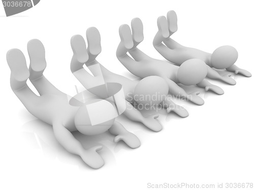 Image of 3d mans isolated on white. Series: morning exercises - flexibili