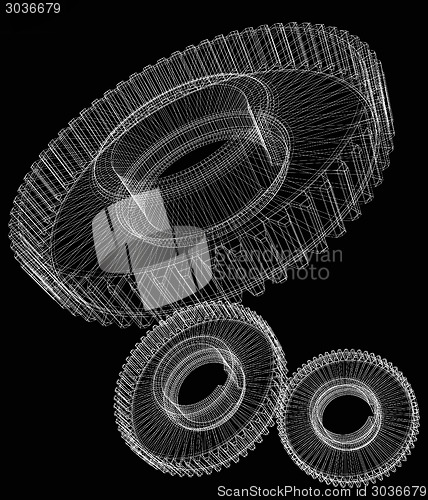 Image of Gear set on black background 