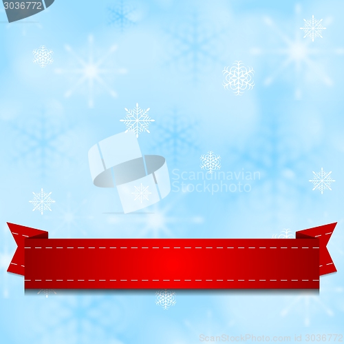 Image of Light shiny blue background with red ribbon