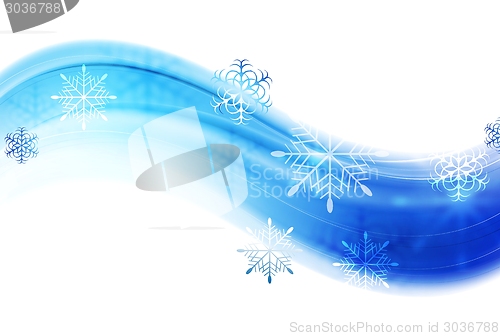 Image of Blue wavy abstract Christmas background