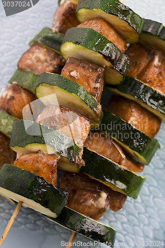 Image of Salmon and courgette shashlik