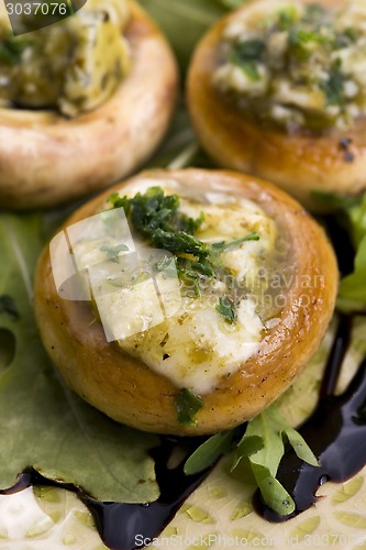 Image of Delicious stuffed mushrooms with cheese and pesto