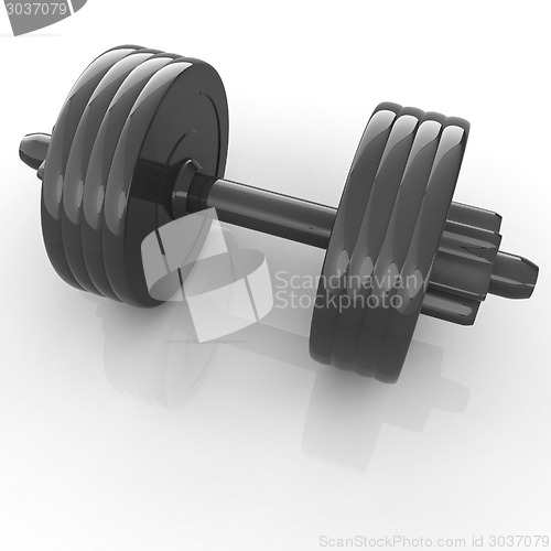 Image of Colorful dumbbells on a white background