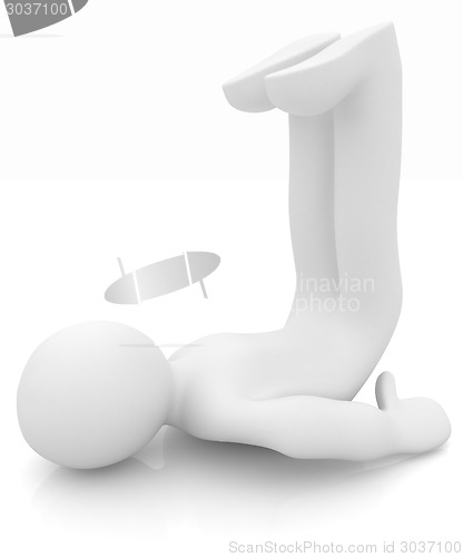 Image of 3d man isolated on white. Series: morning exercises - flexibilit
