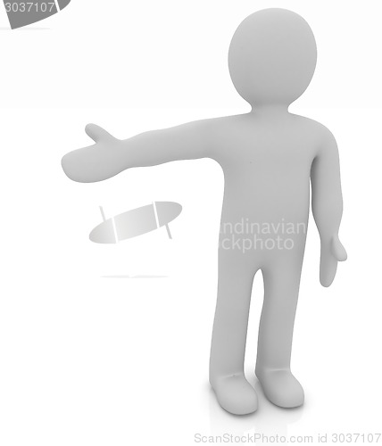 Image of 3d people - man, person presenting - pointing. 