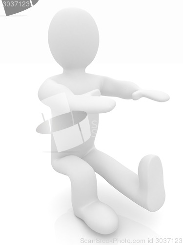Image of 3d man isolated on white. Series: morning exercises - hands with
