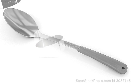 Image of gold long spoon on white background 