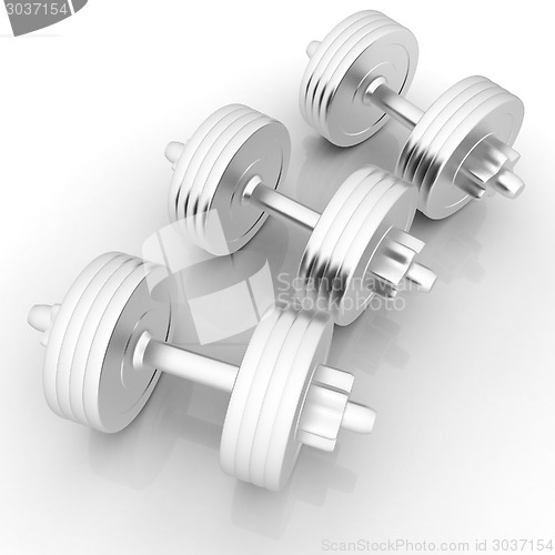 Image of Metall dumbbells on a white background