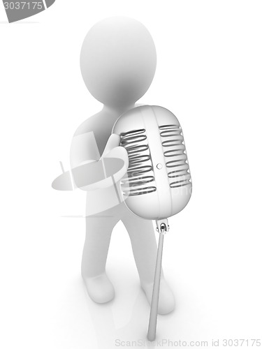 Image of 3D man with a microphone on a white background 