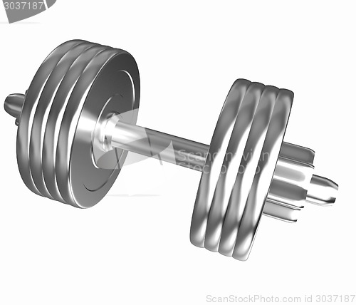 Image of Gold dumbbells isolated on a white background