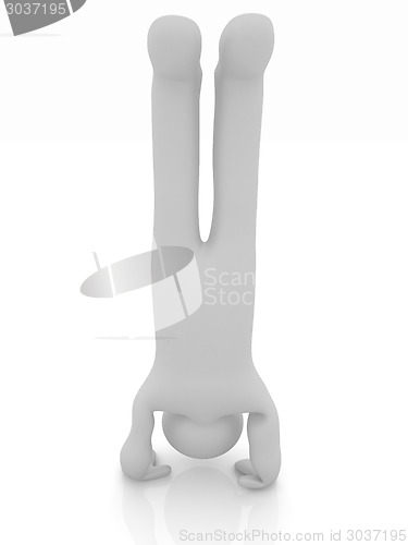 Image of 3d man isolated on white. Series: morning exercises - performs t