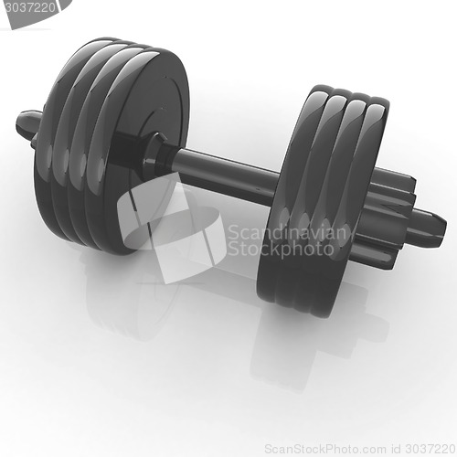 Image of Colorful dumbbells on a white background