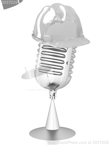 Image of New 3d concept of technology education with microphone and hard 