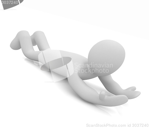 Image of 3D human lying. Empty hands specifically for your imagination: i