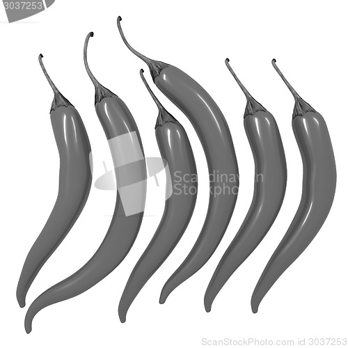 Image of Hot chilli pepper set isolated on white background