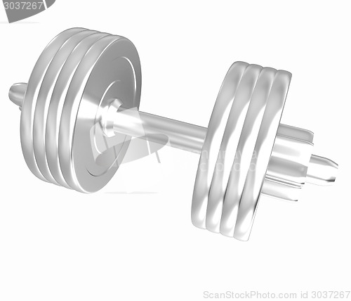 Image of Gold dumbbells isolated on a white background