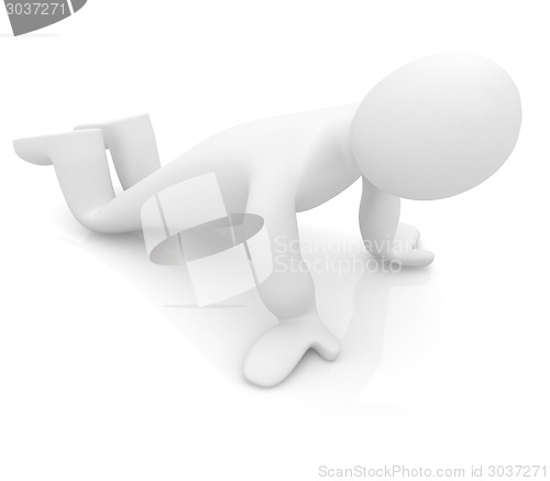 Image of 3d man isolated on white. Series: morning exercises - making pus