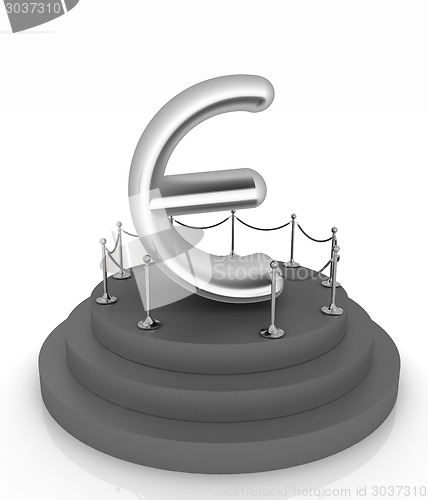 Image of Euro sign on podium. 3D icon on white background 