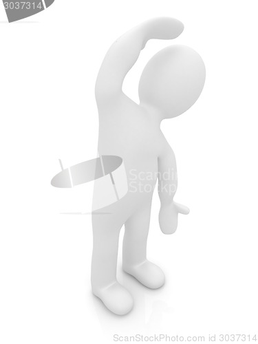 Image of 3d man isolated on white. Series: morning exercises - flexibilit