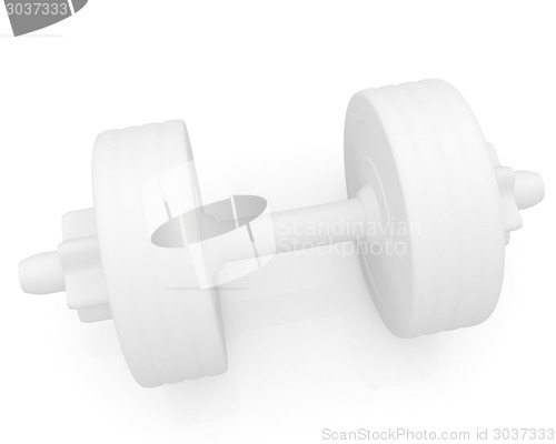 Image of White dumbbells on a white background