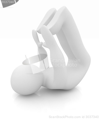 Image of 3d man isolated on white. Series: morning exercises - flexibilit