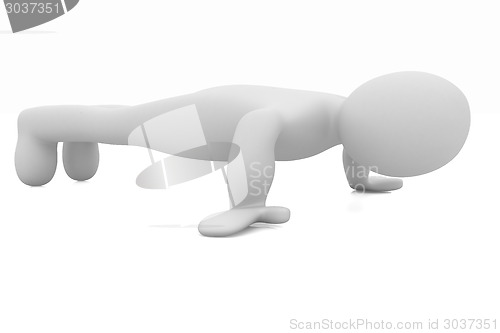 Image of 3d man isolated on white. Series: morning exercises - making pus