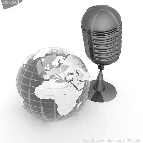 Image of Global online with earth and mic