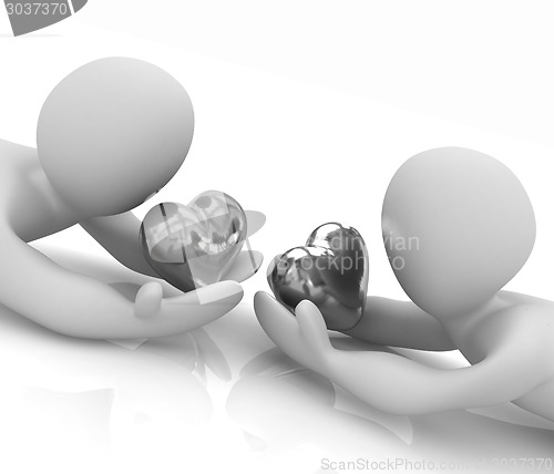 Image of 3D humans lying and holds heart