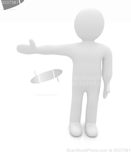 Image of 3d people - man, person presenting - pointing. 