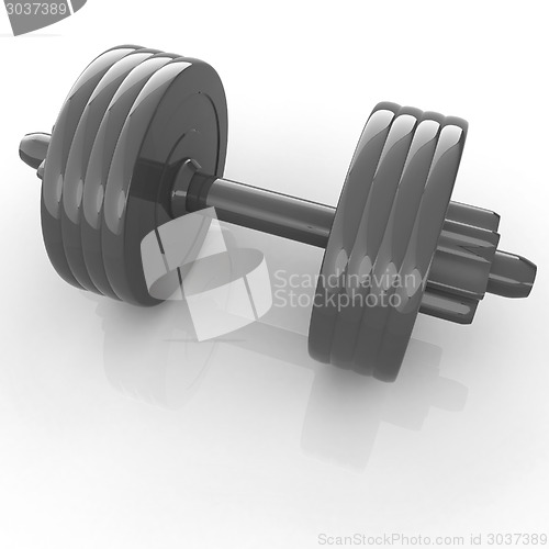 Image of Colorful dumbbells on a white background