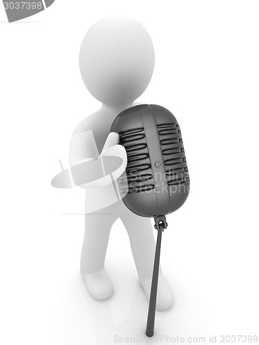 Image of 3D man with a microphone on a white background 