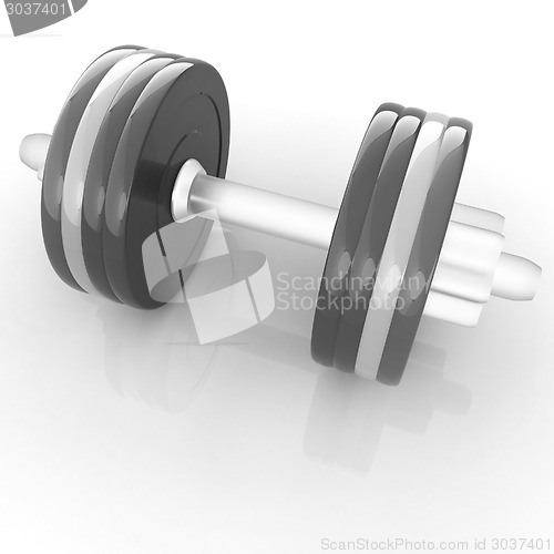 Image of Colorful dumbbells on a white background