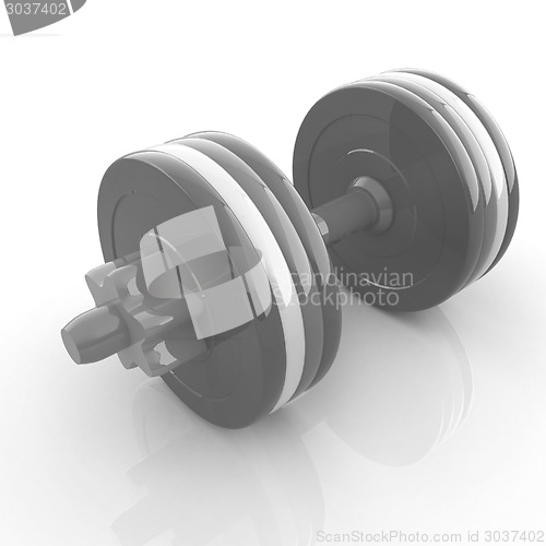 Image of Colorful dumbbells on a white background