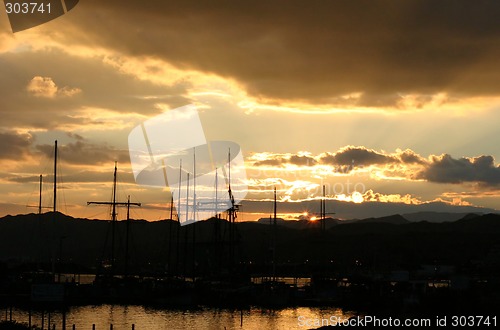 Image of Eilat marina at sunset