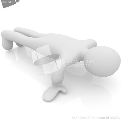 Image of 3d man isolated on white. Series: morning exercises - making pus