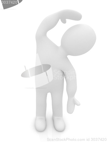 Image of 3d man isolated on white. Series: morning exercises - flexibilit