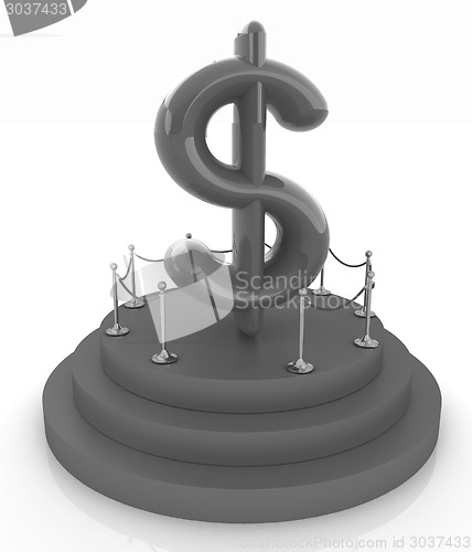 Image of Dollar sign on podium. 3D icon on white background 