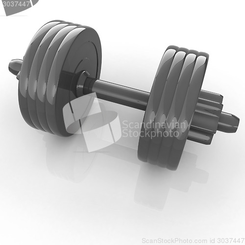 Image of Colorful dumbbells on a white background